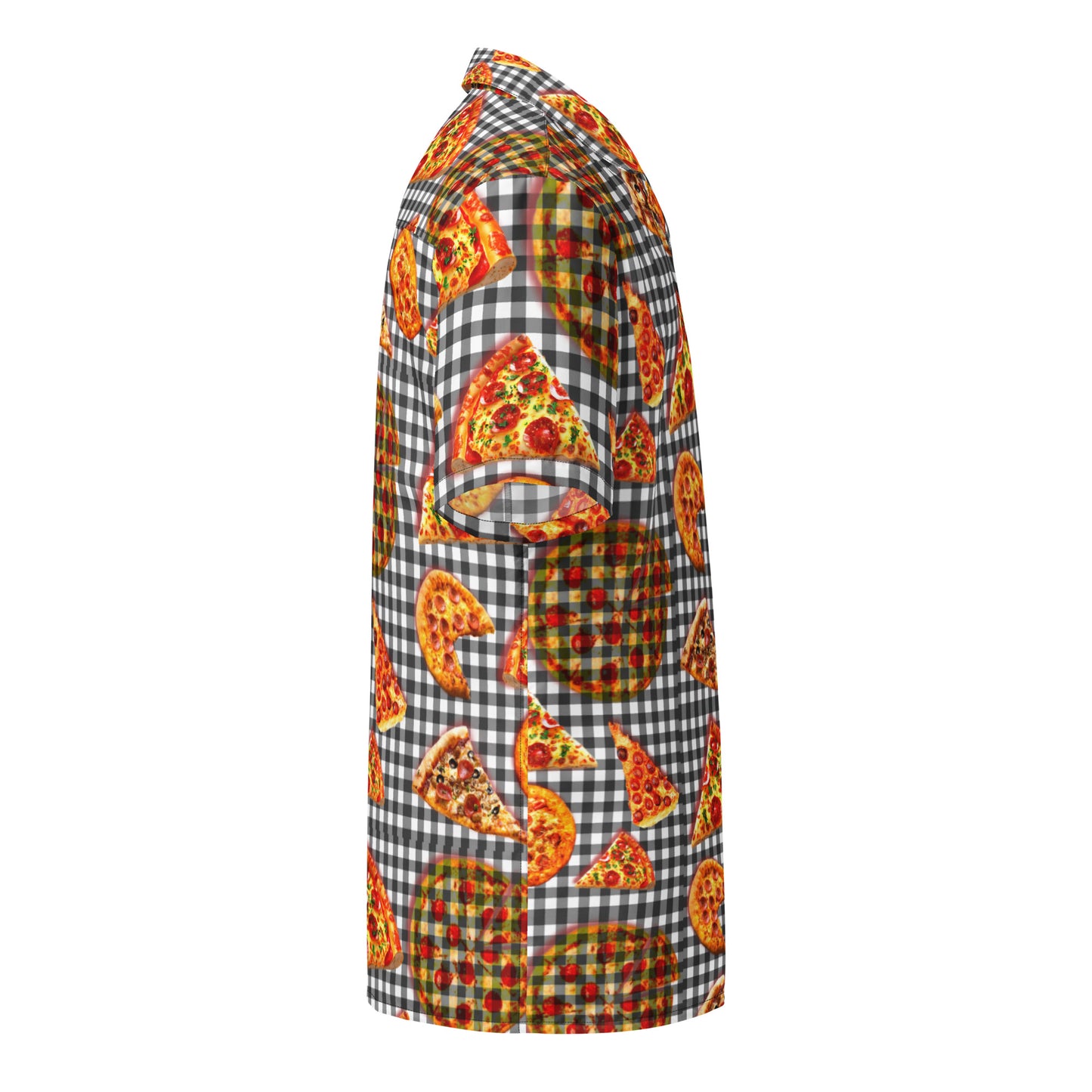 Pizza Pie & Slices Black Table Cloth - Lightweight Button Up Casual Dress Shirt