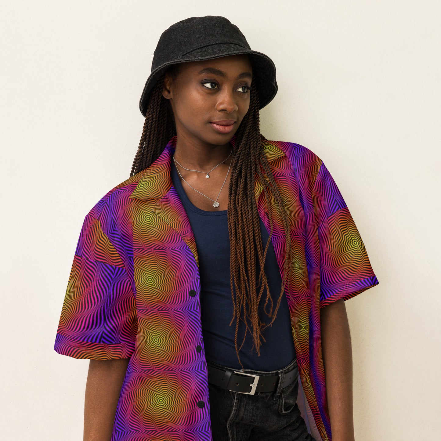 Purple Passion Circle Illusions- Lightweight button up casual dress shirt