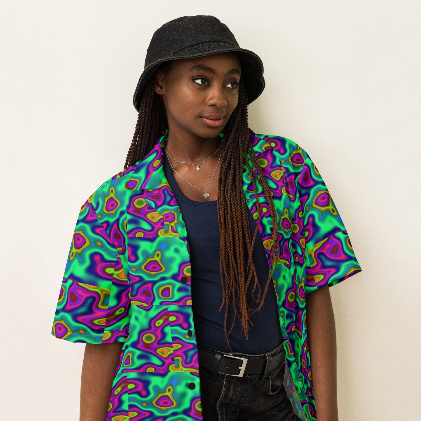 Gel Light Show Trip - Lightweight Casual Button Up Dress Shirt