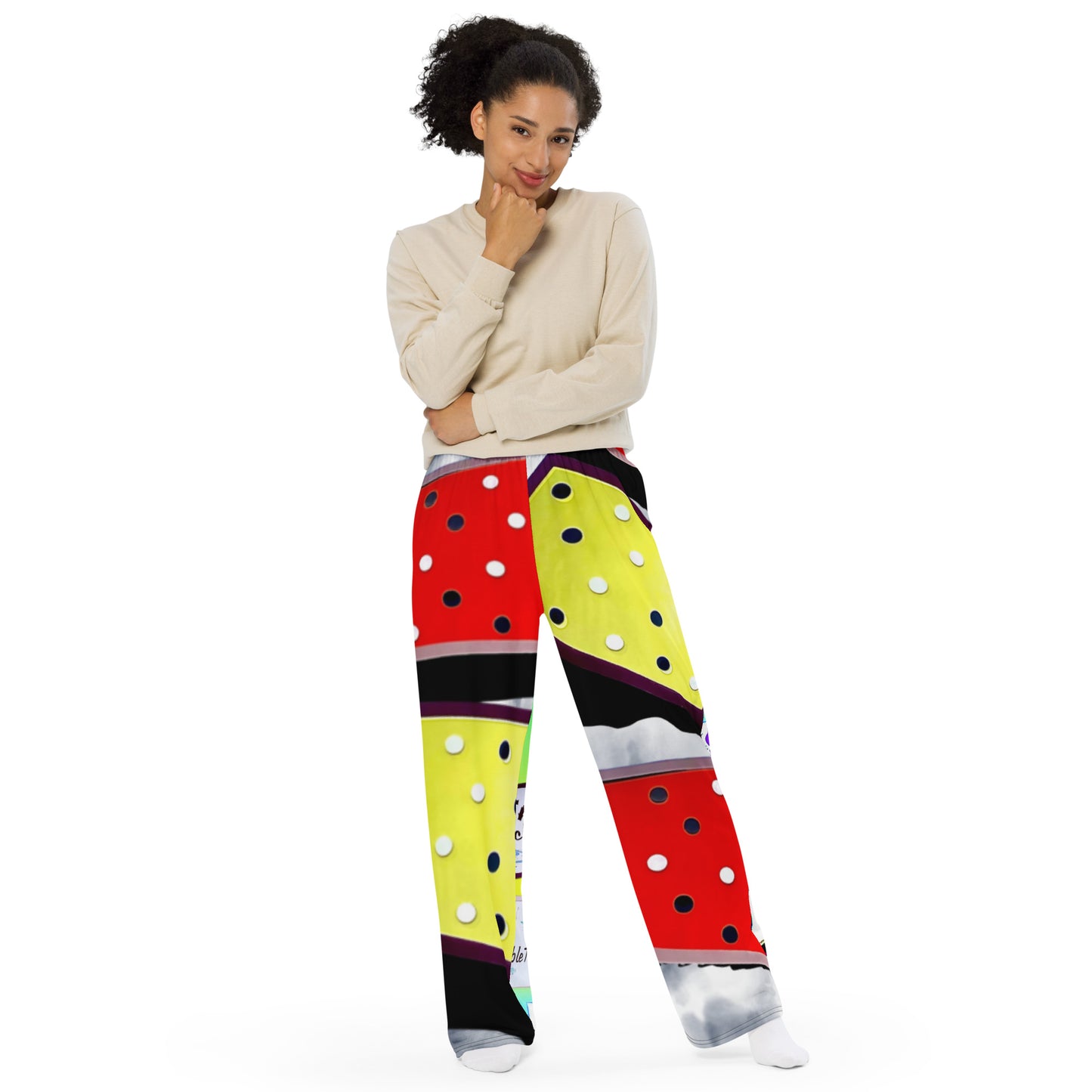 FIRESIDE INN in Santa Cruz - "Retro Dots" - All-over print unisex wide-leg pants